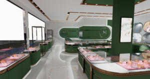 Luxuriöse Maßgefertigte 3D-Design Schmuckvitrine mit <span class=keywords><strong>LED</strong></span>-Beleuchtung Möbel-<span class=keywords><strong>Display</strong></span> für Juweliergeschäfte im Angebot - Product Image 5