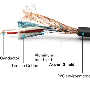 Cable de cobre para micrófono, cable XLR de 2 conductores, 26awg