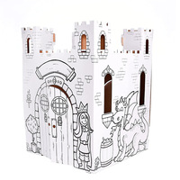 Märchen Schloss Kinder Kunst Handwerk Indoor Outdoor Spaß Farbe Draw Doodle Dekorieren Personalisieren Sie eine Pappe Fort Alter 3 Weiß