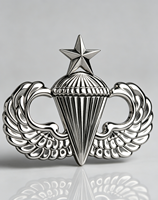 Insignia Metálica Personalizada Antigua Tradicional con Estrella de Paracaidista en Relieve 3D, Aleación de Zinc, Chapado en Oro y Níquel, Pin de Alas Aerotransportadas