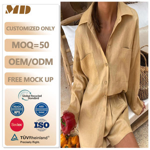 Nuovo arrivo vendita calda di alta qualità camicia di <span class=keywords><strong>lino</strong></span> da <span class=keywords><strong>donna</strong></span> e pantaloncini set per le donne due pezzi 2025 <span class=keywords><strong>abbigliamento</strong></span> Casual <span class=keywords><strong>lino</strong></span> - Product Image 1