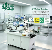 Machine de production automatique de cartes PVC en ligne avec marquage laser UV, identification par code QR et système de contrôle visuel