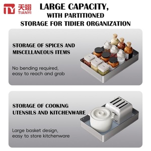 TIANYI Modern 2-Tier Flat Wire Pull Down <b>Shelf</b> Kitchen Upper Cabinet Lift <b>Basket</b> Chrome Plated Steel Elevator Storage Organizer - Product Image 5