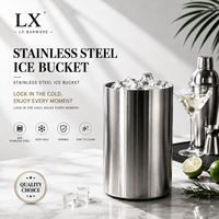 LIXING Ensemble de seau à glace rond moderne en acier inoxydable avec pinces et couvercle, motif floral de luxe, refroidisseur à vin pour la maison, le bar et les fêtes, capacité 1,6 L