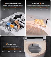 Toilette intelligente moderne à poser au sol avec télécommande, siège chauffant en céramique, cuvette allongée, toilette électrique monobloc intelligente