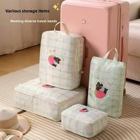 Bolsa de Viaje Tipo Tote Multifuncional, Plegable, con Rayas, Estilo de Dibujos Animados, Práctica Bolsa Organizadora de Ropa Colgante