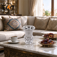 Brûleur à Bakhoor en Verre Cristal de Luxe en Gros, Porte-Encens Facetté Diamant avec Plateau Métallique pour Aromathérapie et Décoration Intérieure