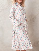 Peignoir en flanelle douce et légère pour femme, imprimé fruits, avec ceinture, lavable en machine, printemps-été