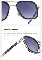 Lunettes de soleil Navigator de luxe pour hommes, double pont, noir et or, monture carrée moletée, protection UV400, pour la conduite quotidienne