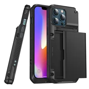 Multifunktion ale robuste Brieftasche für iPhone 13/Pro Max Hybrid Robuste Hülle für Karten halter mit integriertem Ständer