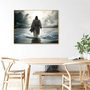 Décoration intérieure religieuse moderne Téléchargement numérique de Jésus-Christ marchant sur l'eau Portrait Impression d'<span class=keywords><strong>art</strong></span> chrétien sur toile - Product Image 2