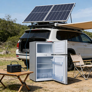 Mini Refrigerador y <span class=keywords><strong>Congelador</strong></span> Vertical Portátil de 108L, Refrigerador de Doble Puerta con Compresor para Hogar y Hotel - Product Image 1