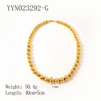 Collier ras du cou bicolore or et argent en acier inoxydable plaqué or avec perles rondes pour femme