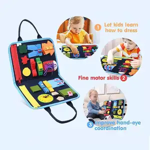 Aktivite kurulu çanta tasarımı ile Unisex Montessori meşgul kurulu katlanabilir duyusal eğitici oyuncaklar