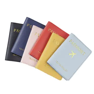 PU Leather Hot Stamping Boarding Pass Card Holder Set Passport Holder Luggage Tag