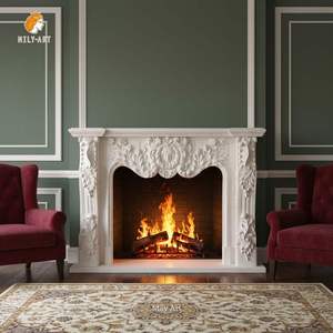 MILY - Marco <span class=keywords><strong>de</strong></span> <span class=keywords><strong>Chimenea</strong></span> <span class=keywords><strong>de</strong></span> Mármol Blanco Natural, Estilo Francés, Tallado a Mano, en Venta - Product Image 3