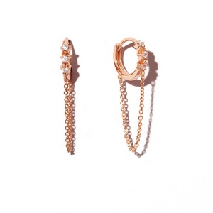 Juego de collar y pendientes colgantes de oro nuevo 2025 con tres cadenas de piedras preciosas de Zirconia cúbica brillante accesorio llamativo - Product Image 3