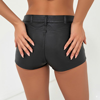 Shorts de mode pour femmes, style gothique, en cuir PU noir imperméable, coupe régulière, taille basse, style streetwear, vente en gros, personnalisables ZONA