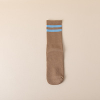 Chaussettes en coton bambou personnalisées pour hommes et femmes, avec logo antidérapant, pour la mobilité, le yoga, la danse et la barre, avec grip adhésif.