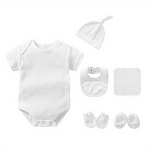 Conjunto de Algodón de Varias Piezas para Bebé, Conjunto de Mameluco de Color Liso para Recién Nacido, Conjunto de Mameluco de Color Puro para Bebé - Product Image 1