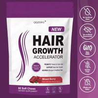 Permen Kunyah Vegan Biotin Rasa Campuran Buah Berry untuk Pertumbuhan Rambut, Label Pribadi, Vitamin dan Suplemen Dewasa, 60 Kunyahan Lembut