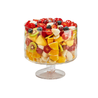 Grand saladier en verre à large ouverture avec support sur pied pour la cuisine, les fêtes, les desserts, les fruits et les salades