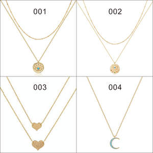 Vendita calda a strati cuore collana ciondolo fatto a mano placcato oro 18 carati delicato girocollo in oro freccia Bar Layering collana lunga per le donne - Product Image 4
