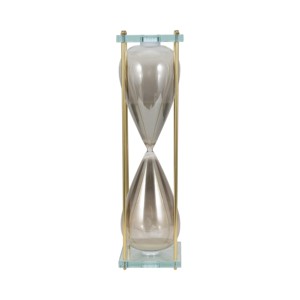 Elegante scultura a forma di clessidra in vetro e metallo, decorazione moderna per la casa, ideale per bagno, ufficio, soggiorno, mensola. - Product Image 4