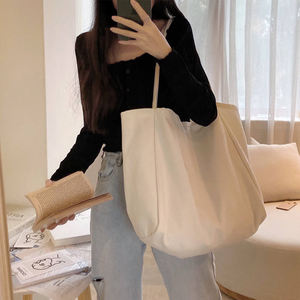 <b>Large</b> capacity reusable solid color shopping canvas shoulder <b>bag</b> canvas shopping <b>bag</b> - Product Image 3