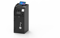 Terminal de paiement libre-service sur pied avec écran tactile 10,1 pouces, lecteur NFC, scanner de codes-barres, compteur de billets et de pièces, et SDK