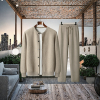 Ensemble de cardigan en cachemire mélangé pour homme, pull à manches longues et pantalon à cordon de serrage pour l'automne et l'hiver