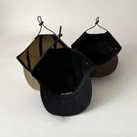 Casquette de camping décontractée de sport de haute qualité à 5 panneaux en nylon à bord souple avec sangle réglable en corde élastique pour la plage
