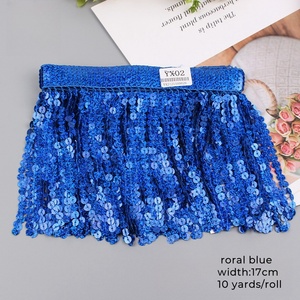 Chiều Rộng 17Cm Đa-Màu Sắc <span class=keywords><strong>Sequins</strong></span> Tua Nhảy Trang Trí Thêu Fringe Ren Quần Áo May Phụ Kiện Ren Cắt Tỉa Cho Ăn Mặc - Product Image 4