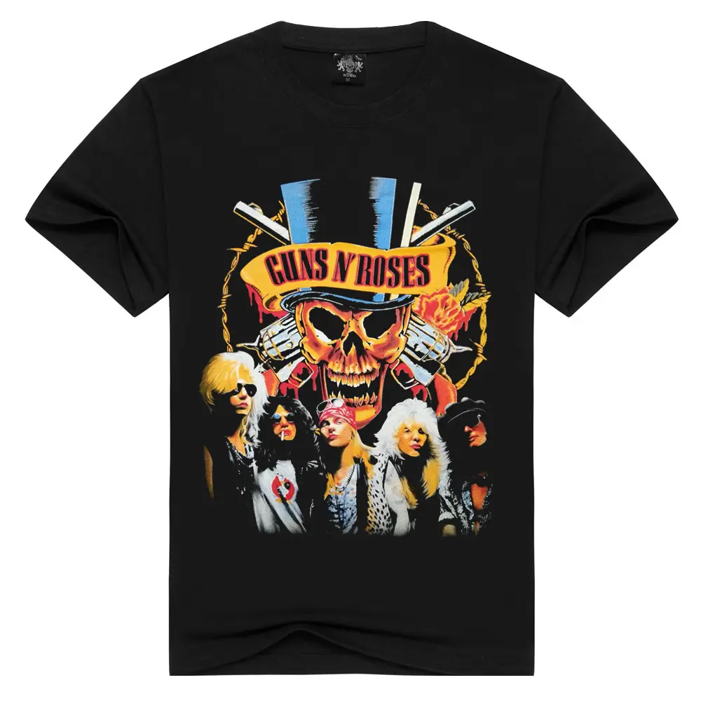 personality Guns N' Roses t-shirt Rock Band printing Men's Short sleeve Round neck T-shirt
