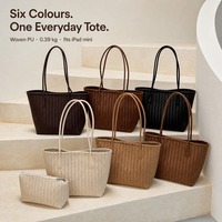 Sac fourre-tout en cuir PU tressé pour femme, grande capacité, sac à bandoulière, fermeture magnétique, sac à main tressé pour femme, vente en gros