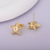 Anting-anting kancing emas lapis emas berbentuk bunga, hati, dan bintang imut NYH, modis, trendi, untuk wanita, perhiasan sehari-hari.