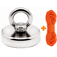 Kit d'aimants de pêche en néodyme complet de qualité N35 super puissant, plaqué nickel, D60mm, 2000lb, avec étui
