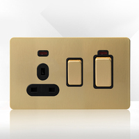 Prise murale universelle 13A à cinq trous avec USB et type-C, en acier inoxydable brossé, type 86, norme UK/EU, style rétro