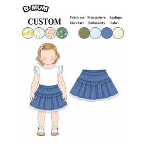 <span class=keywords><strong>Falda</strong></span> de mezclilla suave con volantes para niñas pequeñas, dobladillo de encaje blanco, cintura elástica, minifalda para niños de 1 a 6 años, uso diario y festivo, venta al por mayor, gran oferta 2026 - Product Image 1