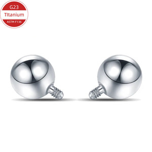 <b>Titanium</b> External Thread Round Ball <b>Studs</b> G23 ASTM F136 For Body Jewelry Piercing Accessories - Product Image 1