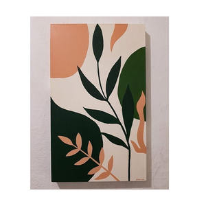 Art mural abstrait moderne de 20x40 pouces vert et sarcelle avec accents gris salon bureau décor toile avec base pour usage domestique - Product Image 1