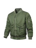 Blouson Bomber Homme Hiver Formel en Nylon Fin Lavé avec Fermeture Éclair, Revêtement Respirant, Logo Avant, Motif Camouflage, Vêtement de Travail Extérieur