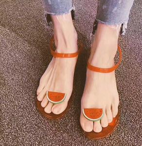 Sandales plates d'été pour femmes, tongs en gelée, imprimé fruits, style décontracté, style extérieur, favori des célébrités d'Internet - Product Image 6