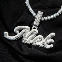Bijoux Hip Hop pour Hommes : Chaîne avec Pendentif Lettre Personnalisée en Moissanite VVS LAB et Diamants Sertis
