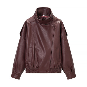 PB&ZA 2026 <span class=keywords><strong>Chaqueta</strong></span> <span class=keywords><strong>Bomber</strong></span> de <span class=keywords><strong>Cuero</strong></span> Tricolor Retro Versátil para Mujer, Estilo Europeo y Americano, Comercio Exterior Transfronterizo - Product Image 2