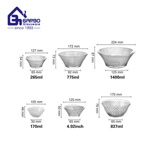 Vendita calda classica e ciotola di vetro popolare stoviglie all'ingrosso grandi ciotole insalatiera in vetro rosa goffrato smerigliato per la casa - Product Image 4