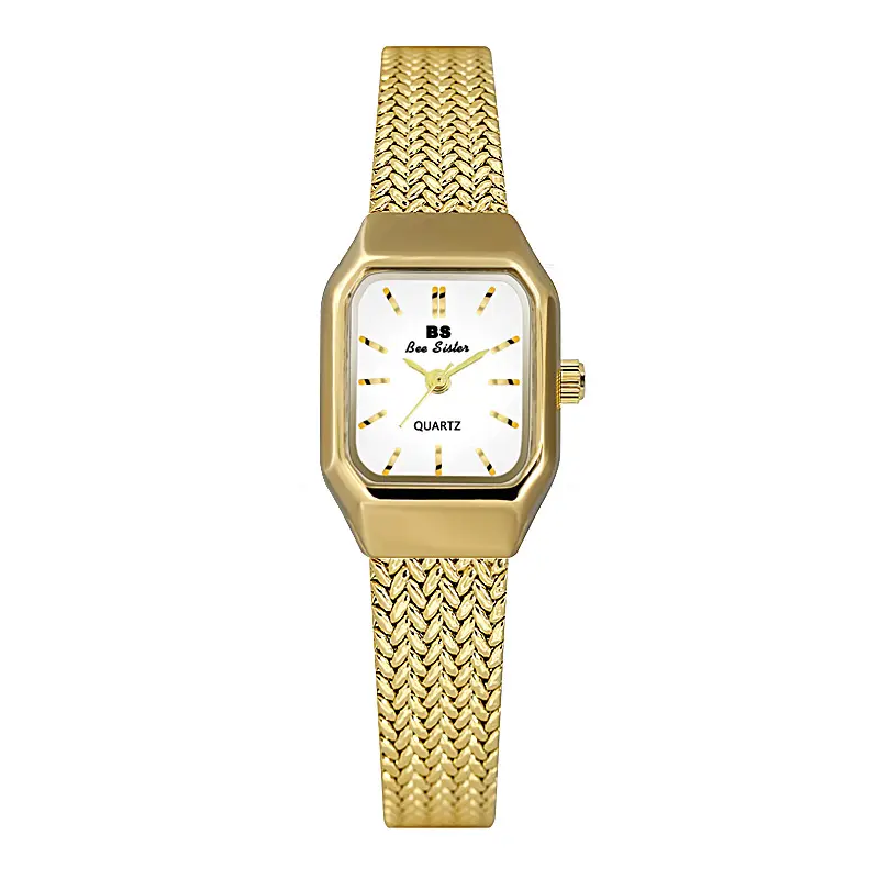 BS Bee sister Luxury Brand Diamond Quartz Ladies Stainless Steel Real Rose Gold Watch