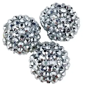 20mm di colore argento rotonde sfera da discoteca perline in resina pavimentano in acrilico Chunky perline distanziatori allentati per la creazione di gioielli fai da te