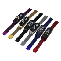 Montre à bracelet LED créative tendance, boucle magnétique, arc-en-ciel, numérique, pour étudiants, hommes et femmes, en alliage