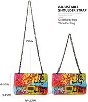 Sac à bandoulière matelassé en cuir PU pour femme, petit sac à main graffiti de marque célèbre, avec chaîne, motif losanges, collection 2026, vente chaude